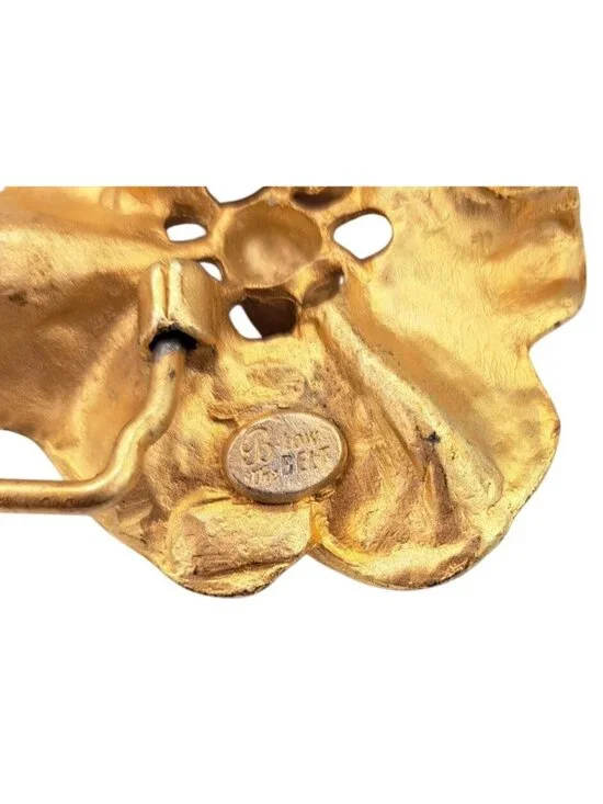 B-Low The Belt Buckle Orange Flower Gold-Tone Metal Enamel Floral Statement - Picture 3 of 8